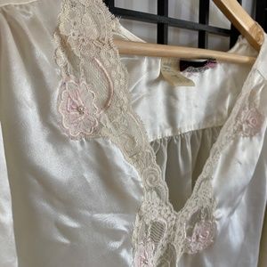 Womans Naughty and Nice Barbi Benton Intimates Pink and White Nightgown